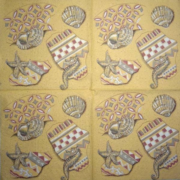 094 Muscheln - 3-lagig (blau) - Home Fashion